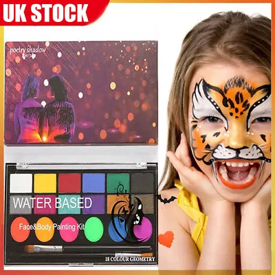 Face Paint Kit Professional Body Party Halloween Washable Palette Xmas18Color UK • £8.89