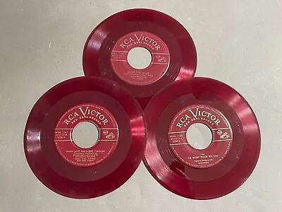 Lot: 3 Red Colored 7  45 Rpm Vinyl Records For Crafts Decoration • $9.58