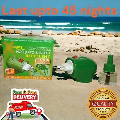 Xpel Mosquito Insect Repellent 2 Pin Travel Plug In & Refill Last 45 Days Relief • £6.90