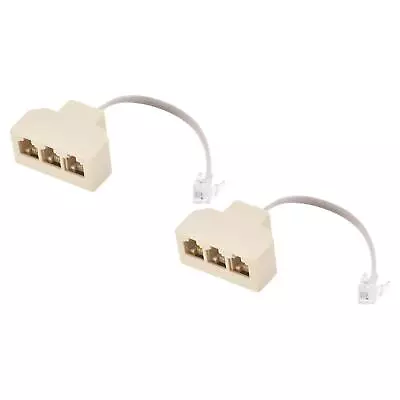 2pcs Phone Jack Splitter 6P4C 3Way Socket Adapter Telephone Extension Cord • $12.41