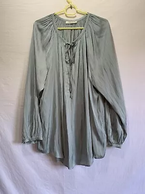 Marks And Spencer Indigo Collection Size 16 Duck Egg Blue Smock Blouse (V) • £5.99