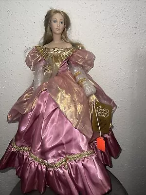 Franklin Mint Heirloom Porcelain Cinderella Doll 19  Pink Dress W/Stand • $0.99