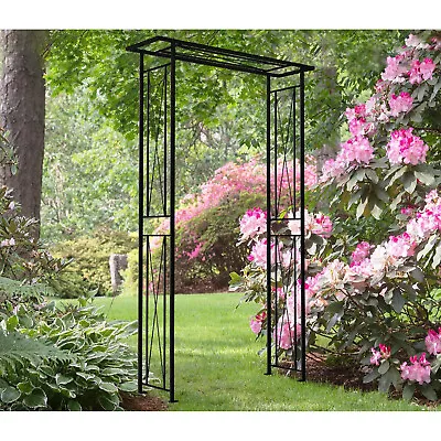 Garden Arch Climbing Plants Rust Resistant Black Flat Top Steel Durable (H)2.1m • £91.56