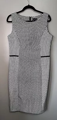 Long Tall Sally Sheath Dress Size 10 Geometric Midi Black And White • $18
