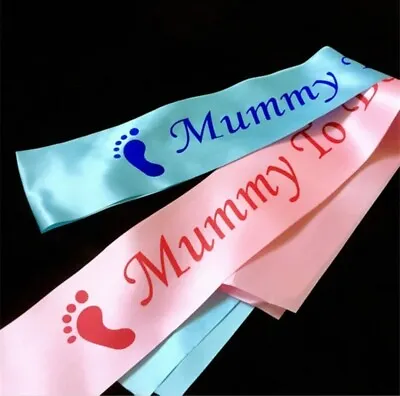 Baby Shower Party Sash Mum To Be Baby Boy & Girl Blue Pink Nanny Sister • £2.99