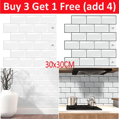 £0.99 • Buy 3D Self-Adhesive Kitchen Wall Tiles Bathroom Mosaic Brick Stickers Peel Stick UK