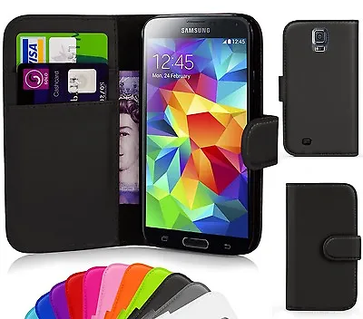 BLACK WALLET Leather  Case Phone Cover For Samsung Galaxy S5 Mini G800F G800H UK • £3.75