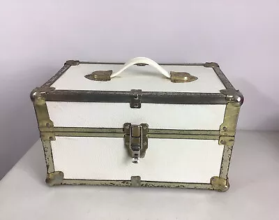 Vintage Steamer Trunk Carrying Case Metal Box Treasure Chest • $45