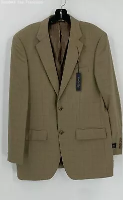 NWT Joseph & Feiss Mens Green Check Wool Silk Long Sleeve Two-Button Blazer 40L • $34.99