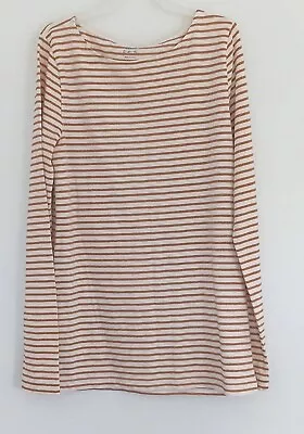 J. Crew Women's Gold Metallic Striped Long Sleeve Painter Tee Size M Pre-owned • $19.99