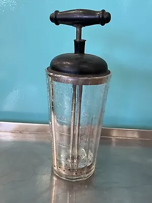 Antique Silvers Brooklyn NY Measuring  Mixing Heavy Glass Jar W/Mixing Plunger • $27.99