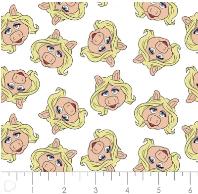 Camelot Fabrics The Muppets Miss Piggy White Cotton Fabric By The Yard • £14.43