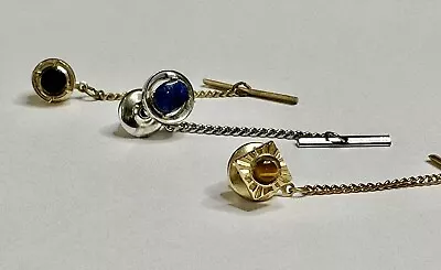 3 Vintage Tie Clip Lot With Anchor Button Hole Chain • $12