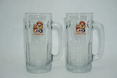 2 A&W Logo All American Food Large Glass AW Root Beer Mug 7  16 Oz • $16.99