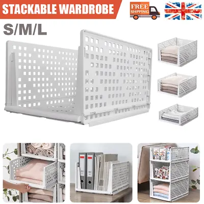 Stackable Wardrobe Clothes Storage Drawer Basket Box Bedroom Bathroom Organizer • £5.29