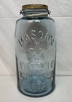 Vintage Large Mason's Patent Nov 30TH 1858 Star Eagle 5 Gallon Pickle Jar 19  • $125