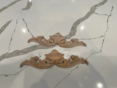 $0.99 • Buy (2) Wood Decorative Appliques Furniture Accent  Inlays Decals Rosette