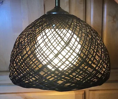 Vintage Swag Lamp Hanging Wicker Rattan Large Pendant Light Fixture Ceiling Lamp • $89