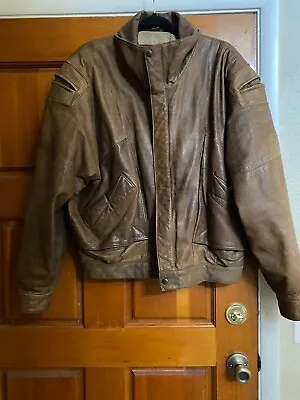 VTG. Rage By Mirage Mens Leather Bomber Jacket SZ L/Project • $34.95