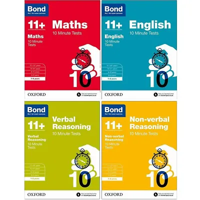 £17.76 • Buy Bond 11+:10 Minute Tests 4 Books Collection Set 7-8 Years,Bundle Maths,English