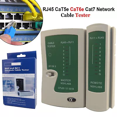 Network Ethernet PC LAN Cable Tester RJ45 RJ11 CAT5e CAT6 Wire Lead Testing Tool • £5.79