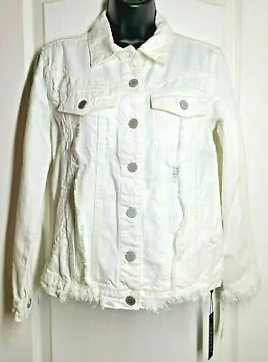 BLANKNYC Women's Size XS Button Up Distressed White Milky Way Denim Jacket NWT • $16.14