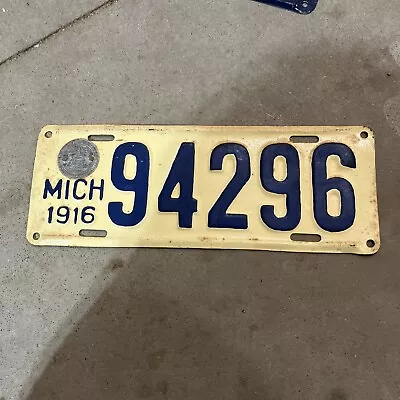 1916 Michigan License Plate • $24.99