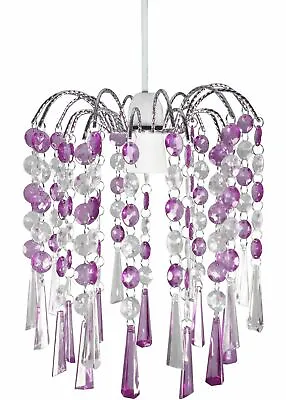 Modern Chandelier Ceiling Light Shades Acrylic Crystal Droplet Pendant Lampshade • £11.85