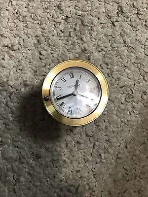 Gold Round Movado Desk Travel Alarm Clock - Quartz Mov't Germany Vintage • $45