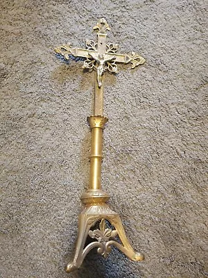 $297.49 • Buy Brass Altar Crucifix Polished Brass Crucifix 24 Inches SCRANTON PA DAMAGED