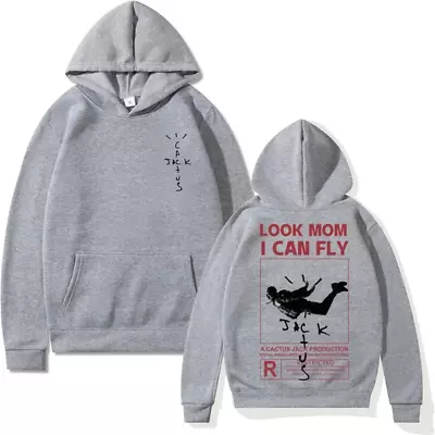 Cactus-Jack Hoodie Men Women Double-Sided Logo Print LOOK MOM I CAN FLY Cactus J • $35.30