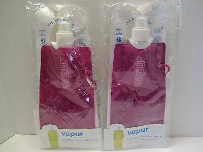 Lot Of 2 Purple VAPUR 16 Oz Foldable Water Bottles -BPA Free Reusable • $9.99