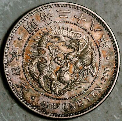 Japan Silver 1 Yen 28 Meiji (1895) Nicely Toned Almost Unc! • $166