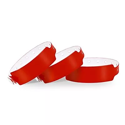 Red Plastic Wristbands 100 Pack - Colored Wristbands For Events Vinyl Wrist B... • $21.55