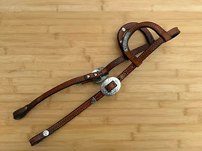 CIRCLE Y Double Ear Western Show Horse Headstall W German Silver Buckles • $48