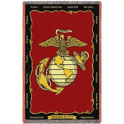 US Marine Corps Semper Fidelis Emblem Throw Blanket NEW Pure Country Weavers USA • $45