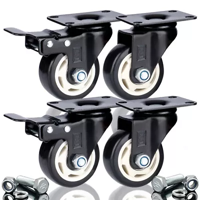 £16.99 • Buy 4 X Heavy Duty 75mm PU Swivel Castor Wheel 400KG Trolley Furniture Caster Rubber