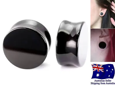 Pair Black Acrylic Solid Double Flared Ear Plug 3-30mm Tunnel Stretcher Expander • $6.95