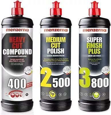 Menzerna 32oz Compound Polish Combo 2500 Medium 3800 Super Finish 400 Heavy Cut • $148