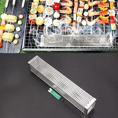 UK Newest12In Square Smoker Wood Pellet BBQ Grill Hot&Cold Smoking Mesh Tube Gen • £15.12