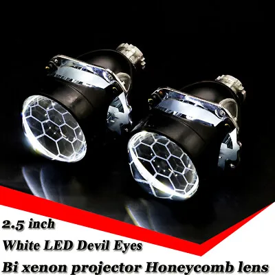 2.5'' H1 Bi Xenon HID Projector Honeycomb Lens White LED Devil Eyes Headlight • $45.90