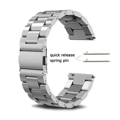 18/20/22/24mm Stainless Steel Bracelet Watch Band Strap Button Clasp Silver • $11.99