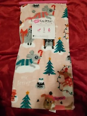 Luv Betsey By Betsey Johnson Pink Throw Blanket Dachshund Holiday Christmas NWT • $23.95