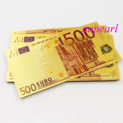 $26.99 • Buy Lots 100 Pcs Europe 500 Euro Golden Color Crafts Banknotes Coloful Notes Gift