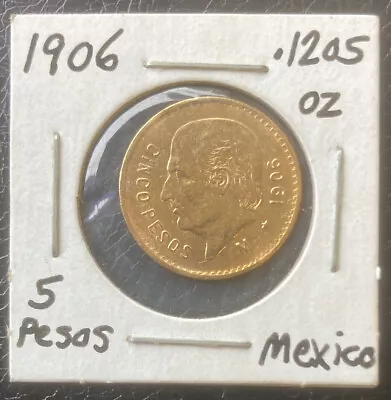 1906 5 Pesos Cinco Pesos Mexico Gold Coin • $354.21