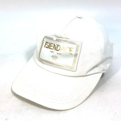 FENDI FXQ768 Versace Collaboration FENDACE Hat Cap Baseball Cap White/Gold • $407