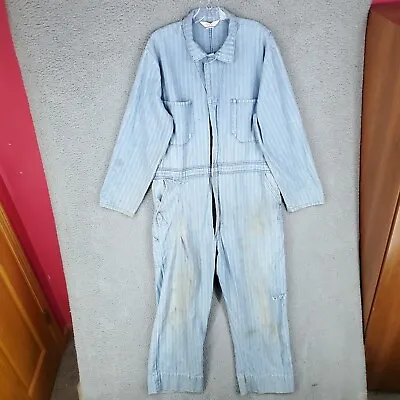 Vintage Walls Coveralls Mens 48 Denim Herringbone Carpenter Hickory Stripe • $30