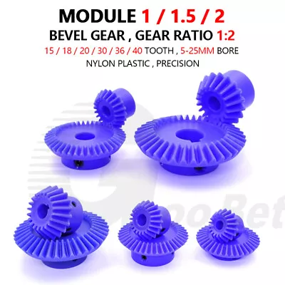 Straight Bevel Gear Module 1 1.5 2 Ratio 1:2 15 18 20 30 36 40 Tooth Nylon Blue • $7.75