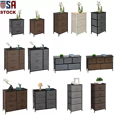 Dresser For Bedroom Storage Tower Tall Chest Organizer Unit 2/5/7 Fabric Drawers • $52.07