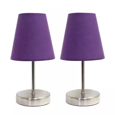 Simple Designs Sand Nickel Mini Basic Table Lamp With Fabric Shade - 2 Pack • $23.99